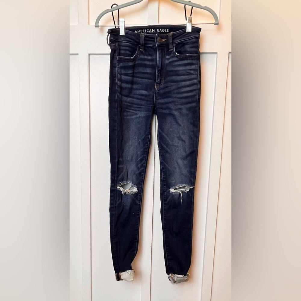 American Eagle Jeans Womens 00 R Next Level Stretch Super High Rise Jegging